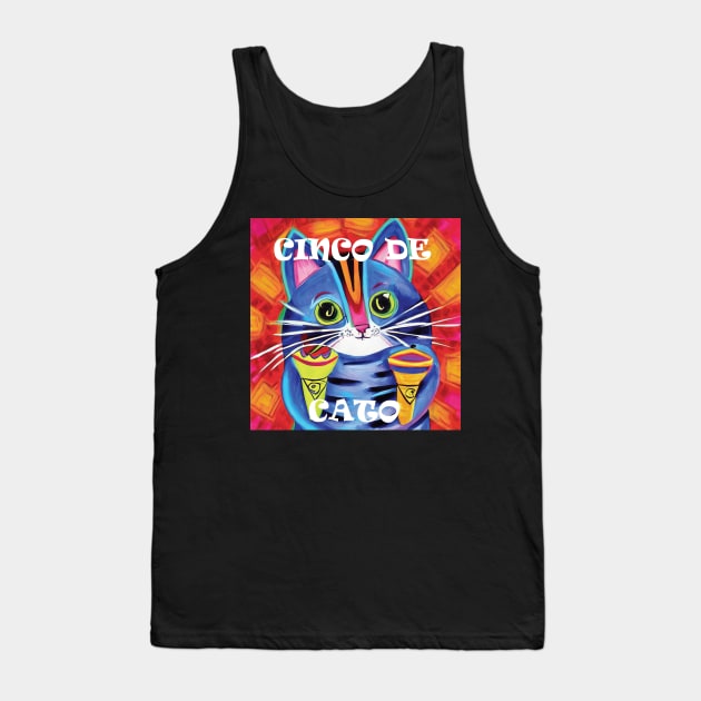 Cinco De Cato, Blue Cat Playing Maracas Music Tank Top by SubtleSplit